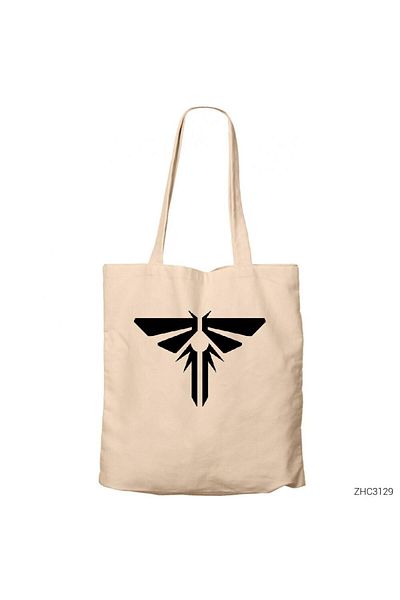 Z zepplin The Last of Us Logo Cream Zippered Cloth Bag Gabardine