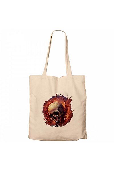 Z zepplin Skull Planet Cream Zippered Cloth Bag Gabardine