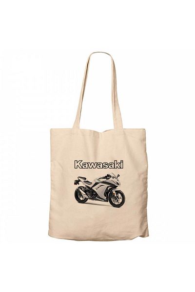 Z zepplin Kawaski Ninja 250R Cream Canvas Tote Bag