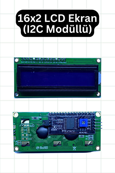 elektrik 16x2 LCD Mavi Ekran - I2C Modülü Lehimli