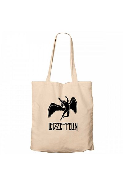 Z zepplin Led Zeppelin Black Angel Cream Canvas Tote Bag