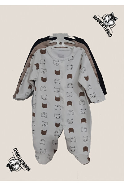 MarkaTurko Bebek unisex 3'lü çıtçıtlı tulum
