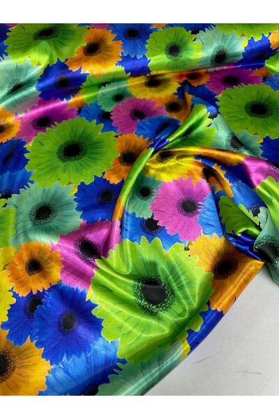 ipekkumaş قميص ملون بنمط عباد الشمس مصنوع من قماش الكريب، يباع بالقطعة 1 قطعة...