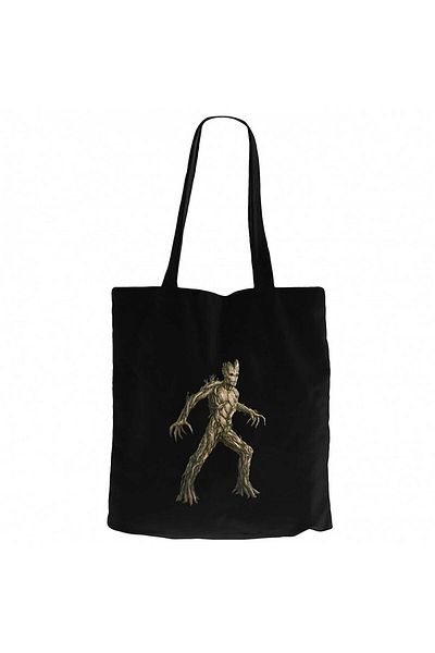 Z zepplin Guardians of the Galaxy Groot Μαύρη υφασμάτινη τσάντα με φερμουάρ Gabardine