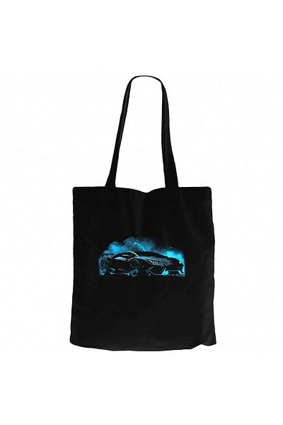 Z zepplin Lamborghni Black Neon Black Canvas Tote Bag