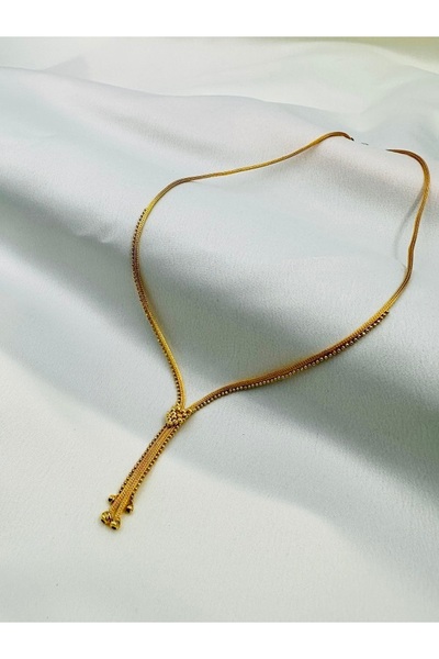 Adel Gold 14 Ayar Kadın Hasır Görünümlü Dorika Toplu İkili Kalze zincir set_H 15,89-Gr