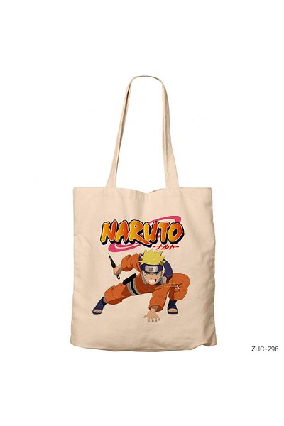 Z zepplin Naruto Cream Zippered Cloth Bag Gabardine