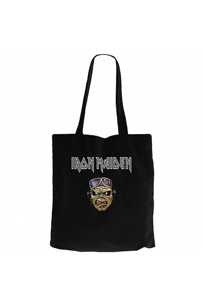 Z zepplin Iron Maiden Zombie Face Black Canvas Tote Bag