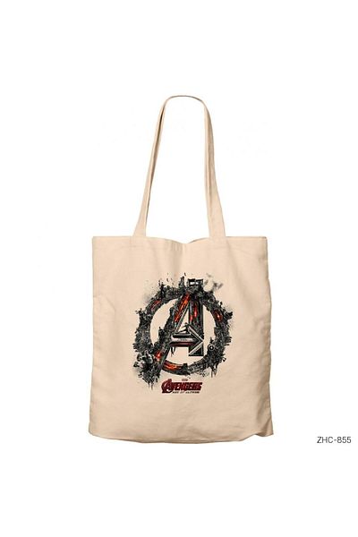 Z zepplin Avengers Dark City Cream Zippered Cloth Bag Gabardine