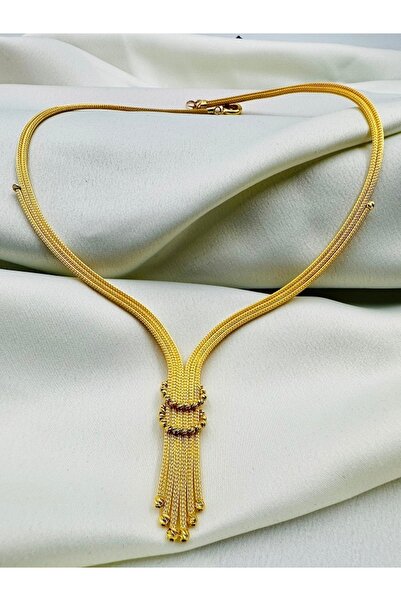 Adel Gold 14 Ayar Kadın Hasır Görünümlü Dorika Toplu İkili Kalze zincir Set_B 23,84-Gr