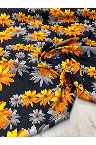 ipekkumaş Sarı Lilyum Desen Elbiselik Gömleklik Krep Kumaş Ürünümüz Adet Olar...