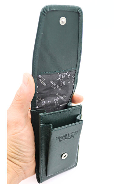 willpolo Suport pentru țigări din piele de vițel, cu compartiment pentru bric...