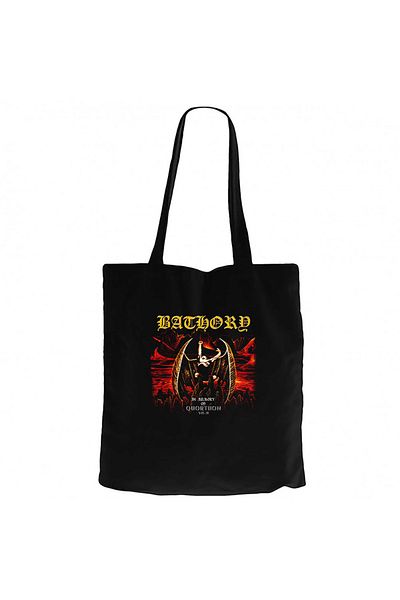 Z zepplin Bathory In Memory of Quorthon Μαύρη υφασμάτινη τσάντα με φερμουάρ Gabardine
