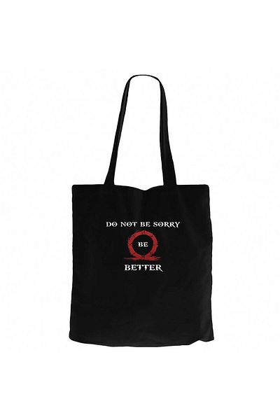 Z zepplin God of War Do Not Be Sorry, Be Better Black Canvas Tote Bag