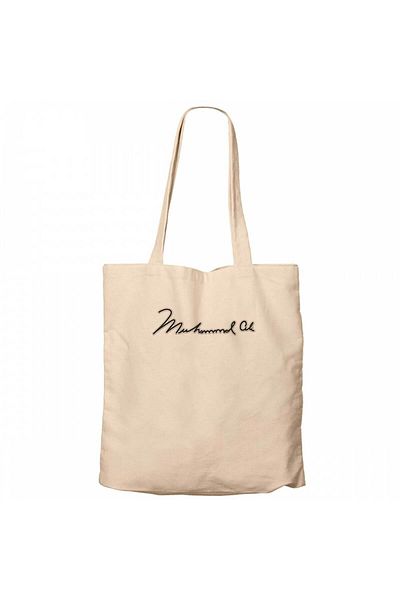 Z zepplin Muhammad Ali White Text Cream Canvas Tote Bag