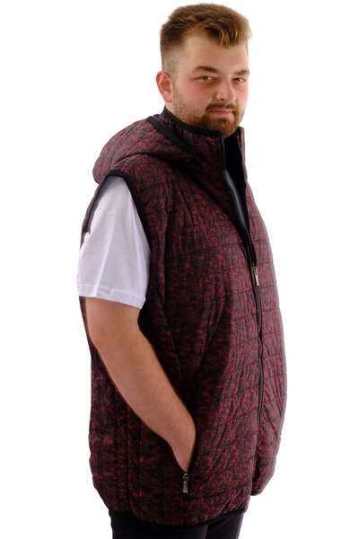 ModeXL Mode XL Large Size Men's Vest Quilted Hood 22600 Black-Red