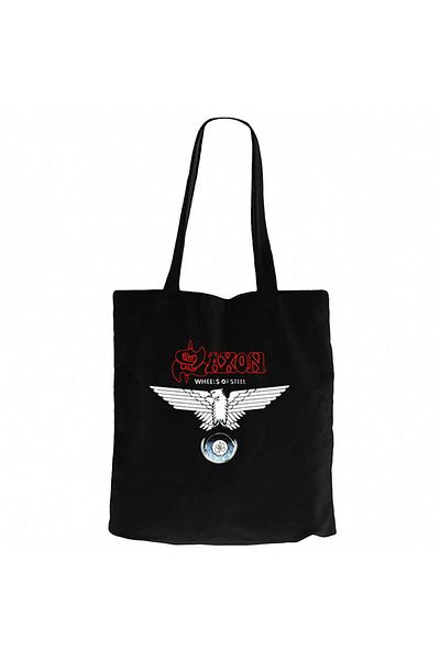 Z zepplin Saxon Wheels of Steel Black Canvas Tote Bag