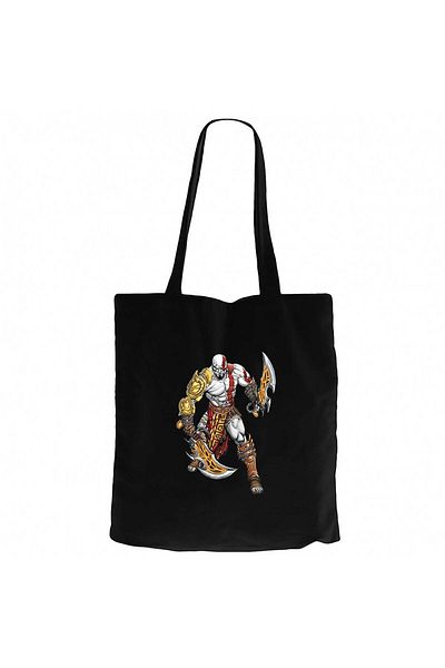 Z zepplin God of War Kratos Warrior Black Canvas Tote Bag