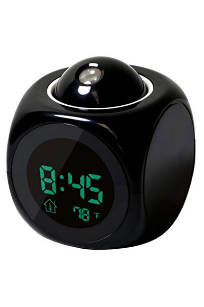 Generic Digital alarm clock LCD display with temperature display in black