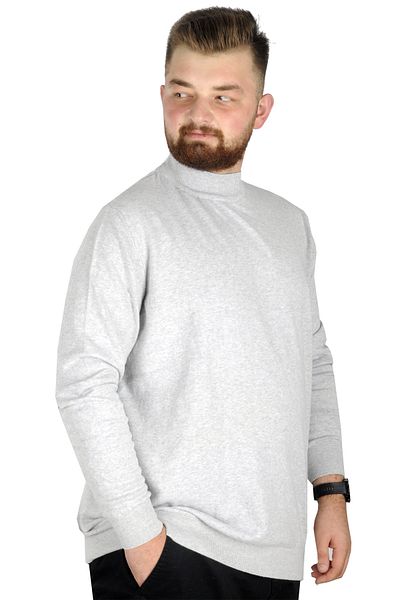 ModeXL Mode Xl Πουλόβερ μεγάλου μεγέθους Half Fisherman 22208 Ανοιχτό Γκρι