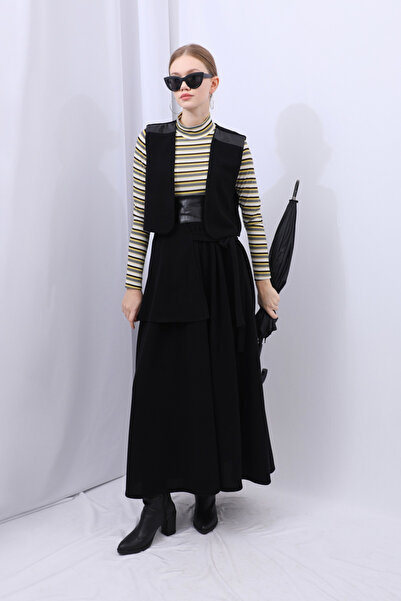 ZÜLAYS Yelekli Triko Takım Siyah