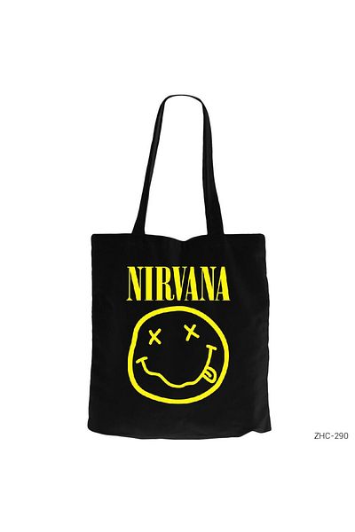 Z zepplin Nirvana Logo Μαύρη υφασμάτινη τσάντα με φερμουάρ Gabardine