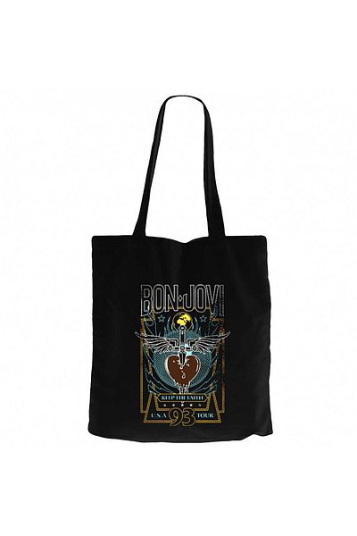Z zepplin Bon Jovi 93 Tour Μαύρη υφασμάτινη τσάντα με φερμουάρ Gabardine