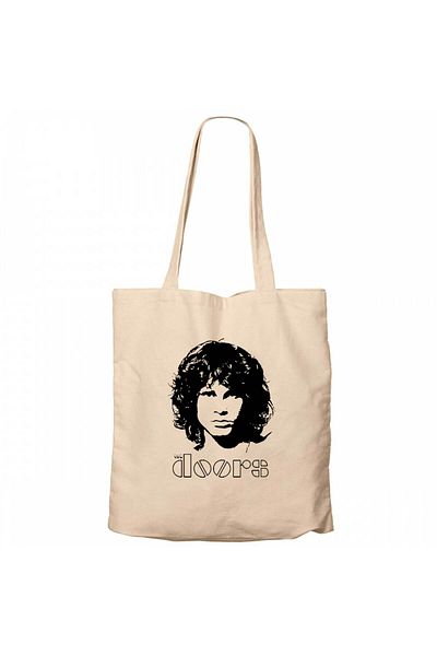 Z zepplin The Doors Jim Morrison Silhouette Cream Zippered Cloth Bag Gabardine