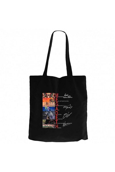 Z zepplin Megadeth Albums Cover Black Canvas Tote Bag