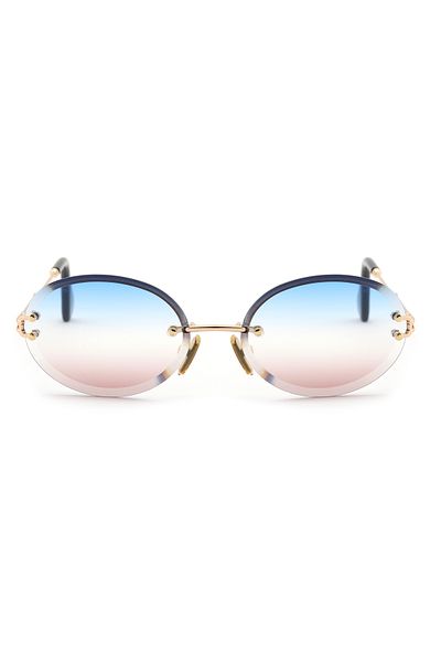 Angel Eyes Rimless Gradient Blue-Pink Sunglasses,