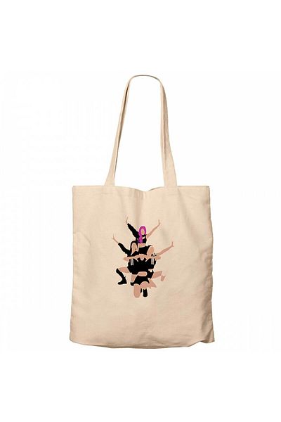 Z zepplin Blackpink Digital Simple Cream Zippered Cloth Bag Gabardine