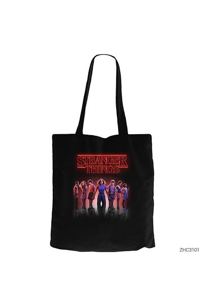 Z zepplin Stranger Things Η νέα μαύρη υφασμάτινη τσάντα με φερμουάρ Gabardine