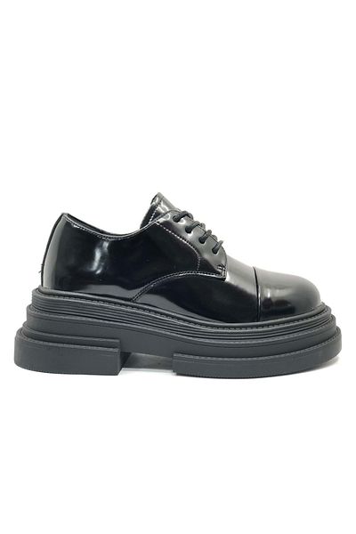 Lufian 122230009   Julia Unisex Μαύρο Δερμάτινο Sneaker - Classic Παπούτσια