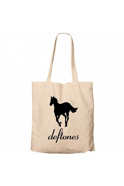 Z zepplin Deftones Pony Cream Zippered Cloth Bag Gabardine