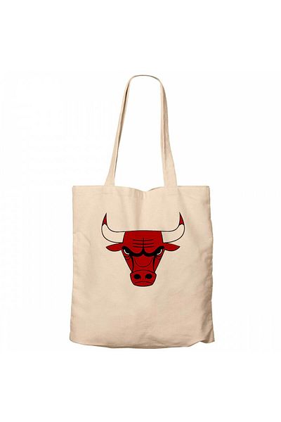 Z zepplin Chicago Bulls Logo Cream Zippered Cloth Bag Gabardine