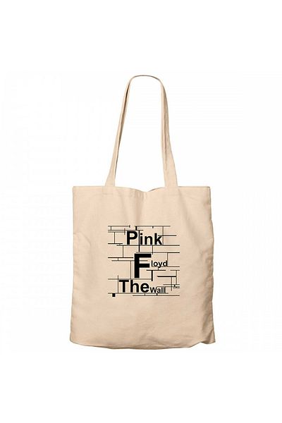 Z zepplin Pink Floyd the Wall Cream Zippered Cloth Bag Gabardine