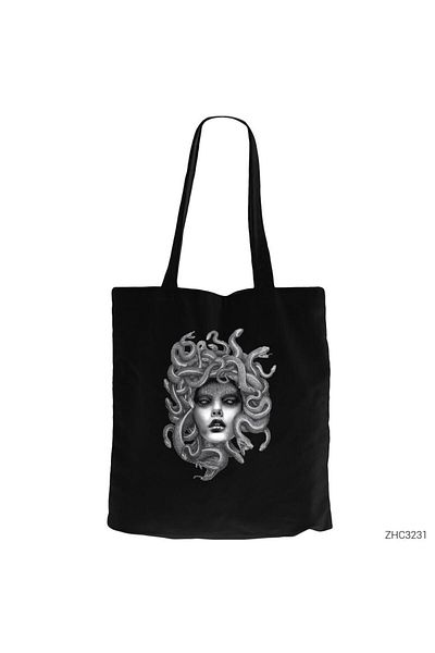 Z zepplin Medusa Black Canvas Tote Bag