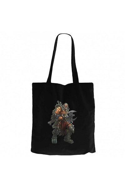 Z zepplin Diablo Iii Reaper of Spirits Barbar B. Black Canvas Tote Bag