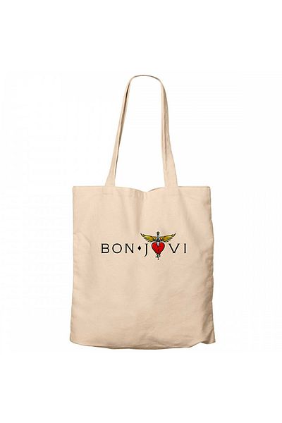 Z zepplin Bon Jovi in Heart Cream Canvas Tote Bag