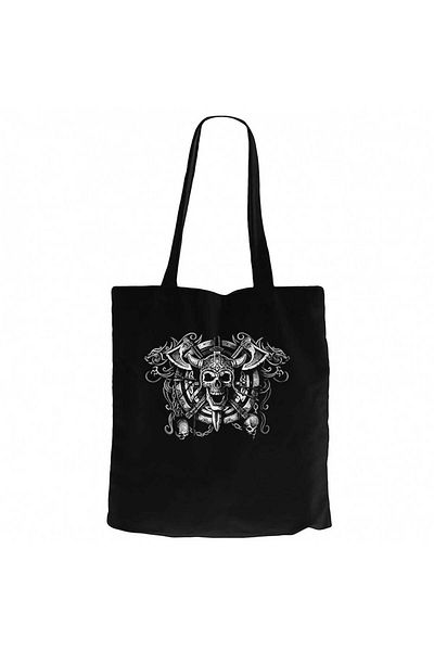 Z zepplin Amon Amarth Vikings Skull Black Canvas Tote Bag