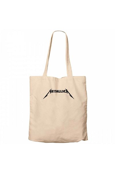Z zepplin Metallica Classic Logo Cream Zippered Cloth Bag Gabardine