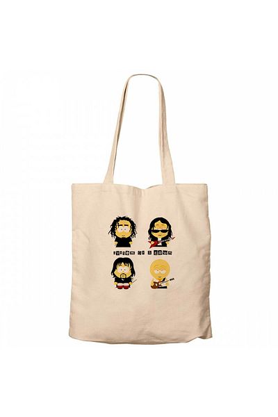 Z zepplin System of a down Cartoon Cream Zippered Cloth Bag Gabardine