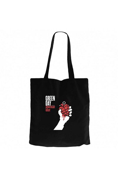 Z zepplin Green Day American Idiot Black Canvas Tote Bag