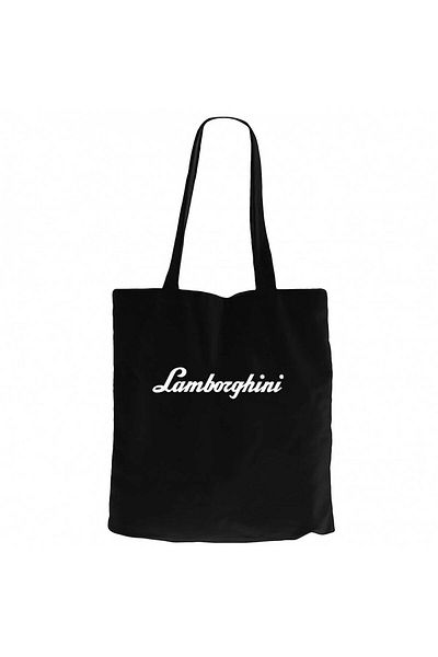 Z zepplin Lamborghni Text Black Canvas Tote Bag