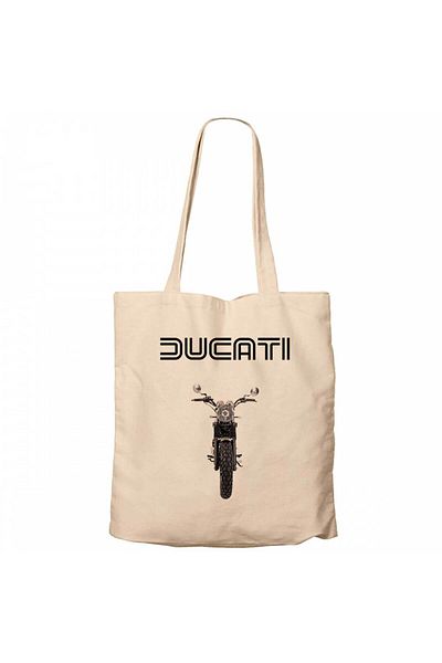 Z zepplin Ducati Scrambler Eicma Cream Zippered Cloth Bag Gabardine