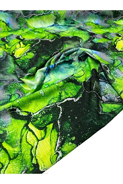 ipekkumaş قماش كريب بنمط رخام أخضر، يُباع المنتجات قطعة واحدة 1 متر