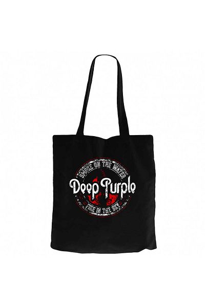 Z zepplin Deep Purple Smoke on the Water Black Canvas Tote Bag