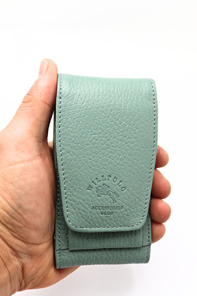 willpolo Suport pentru țigări din piele de vițel, cu compartiment pentru bric...