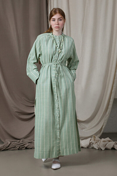 ZÜLAYS Yırtmaçlı Keten Uzun Tunik Mint