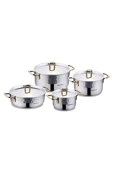 KORKMAZ Erna 8 pcs Cookware Set Gold  1.8 liter - 3.4 liter - 5.3 liter -  3.5 liter